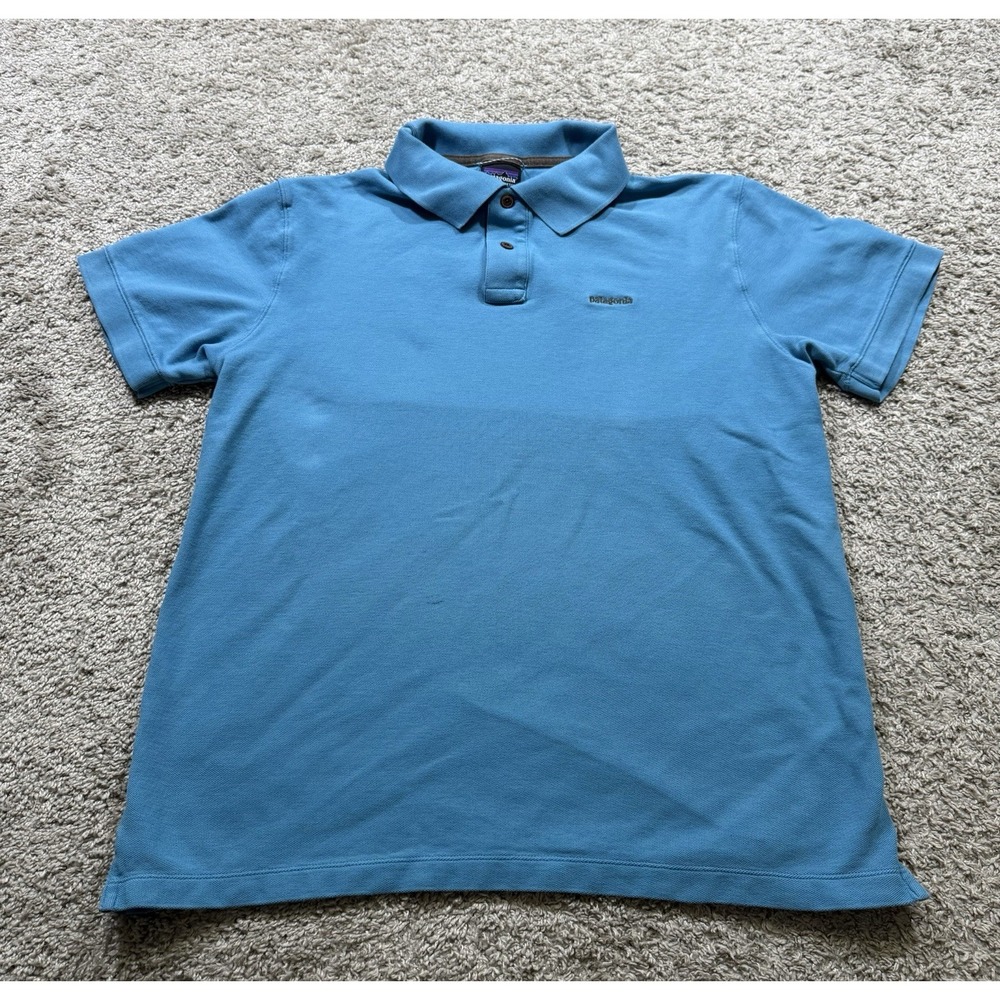 Patagonia Men's Polo Shirt Blue Outdoors Office Academia‎ Casual Basic Preppy L